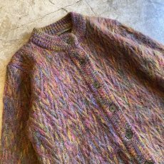 画像3: MIX COLOR MOHAIR DESIGN KNIT CARDIGAN / Ladies L (3)