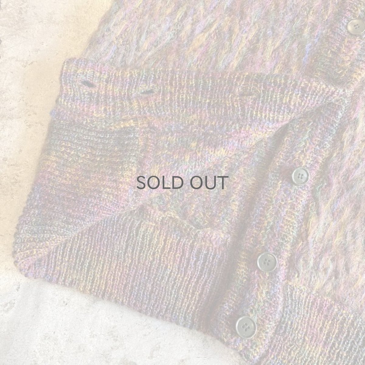 画像9: MIX COLOR MOHAIR DESIGN KNIT CARDIGAN / Ladies L (9)