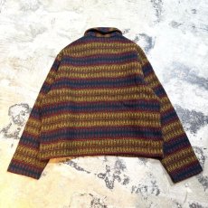 画像2: 50's BORDER PATTERN HALF BUTTON KNIT SWEATER / Mens L (2)