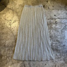 画像2: SILVER COLOR GLITTER PATTERN PLEATS DESIGN LONG SKIRT / W27~W31(9) (2)