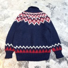 画像2: NORDIC KNITTING PATTERN COWICHAN SWEATER / Mens M (2)