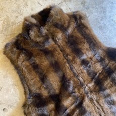 画像3: REVERSIBLE STRIPE DESIGN FAUX FUR VEST / Ladies L (3)