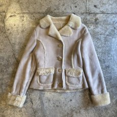 画像1: FAUX MOUTON DESIGN NUDE COLOR JACKET / Ladies M (1)