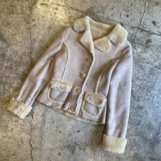 画像4: FAUX MOUTON DESIGN NUDE COLOR JACKET / Ladies M (4)