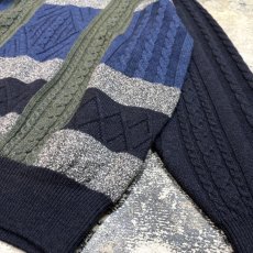 画像6: PANEL KNITTING PATTERN SWEATER / Mens L (6)