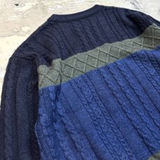 画像9: PANEL KNITTING PATTERN SWEATER / Mens L (9)