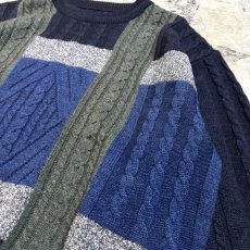 画像4: PANEL KNITTING PATTERN SWEATER / Mens L (4)