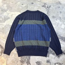 画像2: PANEL KNITTING PATTERN SWEATER / Mens L (2)