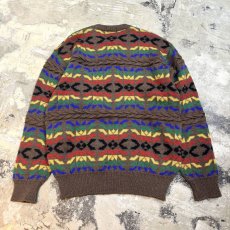 画像2: NATIVE BORDER PATTERN KNIT SWEATER / Mens M (2)