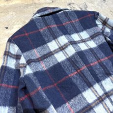 画像9: 60~70's BLUE CHECK PATTERN WOOL MIDDLE COAT / Mens L (9)