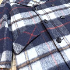 画像5: 60~70's BLUE CHECK PATTERN WOOL MIDDLE COAT / Mens L (5)