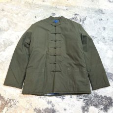 画像1: CHECK LINING MOSS GREEN PADDING CHINA JACKET / Mens M (1)