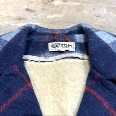 画像10: 60~70's BLUE CHECK PATTERN WOOL MIDDLE COAT / Mens L (10)