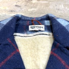 画像10: 60~70's BLUE CHECK PATTERN WOOL MIDDLE COAT / Mens L (10)