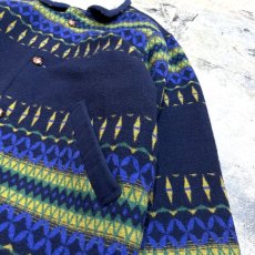 画像4: GEOMETRIC PATTERN NAVY COLOR　WOOL JACKET / Mens XL (4)