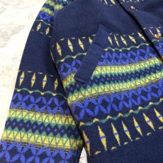 画像5: GEOMETRIC PATTERN NAVY COLOR　WOOL JACKET / Mens XL (5)