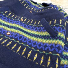 画像6: GEOMETRIC PATTERN NAVY COLOR　WOOL JACKET / Mens XL (6)