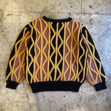 画像2: OLD ALL OVER PATTERN KNIT SWEATER / Ladies L  (2)