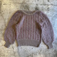 画像1: STRIPE DESIGN VOLUME SLEEVE KNIT SWEATER / Ladies L (1)