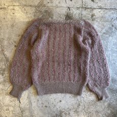 画像2: STRIPE DESIGN VOLUME SLEEVE KNIT SWEATER / Ladies L (2)