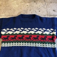 画像10: MIX PATTERN COLOR DESIGN KNIT SWEATER / Ladies L (10)