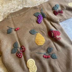 画像9: FRUITS PATTERN THREE DIMENSIONAL CROCHET DESIGN KNIT SWEATER / Ladies M (9)