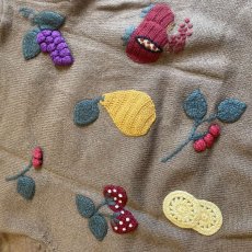 画像10: FRUITS PATTERN THREE DIMENSIONAL CROCHET DESIGN KNIT SWEATER / Ladies M (10)