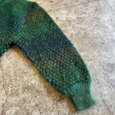 画像5: COLOR DESIGN BORDER PATTERN MOHAIR KNIT CARDIGAN / Ladies L (5)