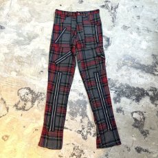 画像1: 80's~ CHECK PATTERN BONDAGE PANTS / W30 / MADE IN UK (1)