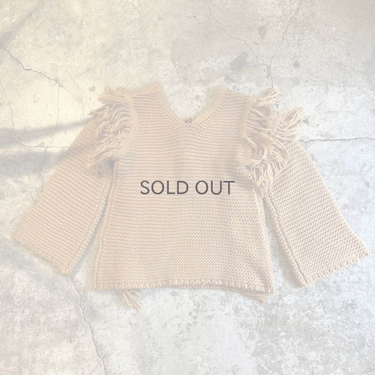 画像2: FRINGE LINE DESIGN V NECK KNIT SWEATER / Ladies M  (2)