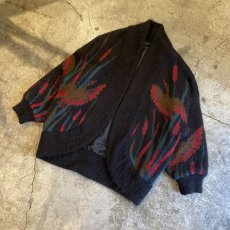 画像4: BIRD PATTERN KNIT DESIGN CARDIGAN / Ladies L (4)