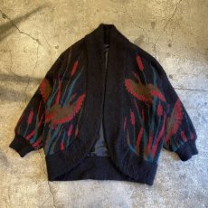 画像1: BIRD PATTERN KNIT DESIGN CARDIGAN / Ladies L (1)