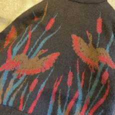 画像10: BIRD PATTERN KNIT DESIGN CARDIGAN / Ladies L (10)