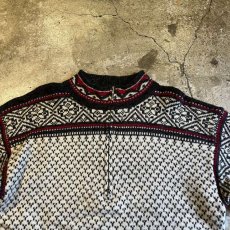 画像7: NORDIC PATTERN HALF ZIP DESIGN KNIT SWEATER / Ladies M (7)