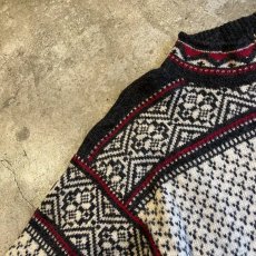 画像8: NORDIC PATTERN HALF ZIP DESIGN KNIT SWEATER / Ladies M (8)