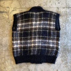 画像2: CHECK PATTERN KNIT DOUBLE DESIGN VEST / Ladies L (2)