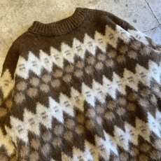 画像3: OLD DESIGN ALL OVER PATTERN ICELANDIC WOOL KNIT SWEATER / Ladies M(L) / MADE IN ICELAND  (3)