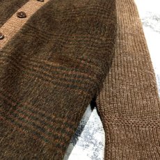 画像6: OLD SWITCHED CHECK PATTERN KNIT CARDIGAN / Mens M (6)