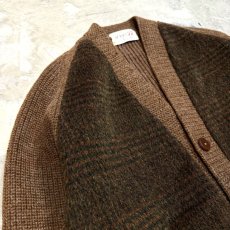 画像3: OLD SWITCHED CHECK PATTERN KNIT CARDIGAN / Mens M (3)