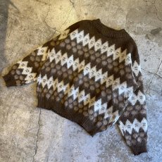 画像4: OLD DESIGN ALL OVER PATTERN ICELANDIC WOOL KNIT SWEATER / Ladies M(L) / MADE IN ICELAND  (4)