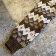 画像7: OLD DESIGN ALL OVER PATTERN ICELANDIC WOOL KNIT SWEATER / Ladies M(L) / MADE IN ICELAND  (7)