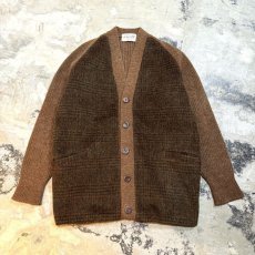 画像1: OLD SWITCHED CHECK PATTERN KNIT CARDIGAN / Mens M (1)