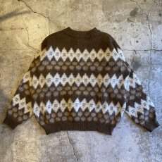 画像2: OLD DESIGN ALL OVER PATTERN ICELANDIC WOOL KNIT SWEATER / Ladies M(L) / MADE IN ICELAND  (2)