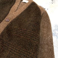 画像4: OLD SWITCHED CHECK PATTERN KNIT CARDIGAN / Mens M (4)