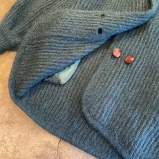 画像7: GREEN COLOR PATTERN LONG DOUBLE DESIGN KNIT CARDIGAN / Ladies L (7)