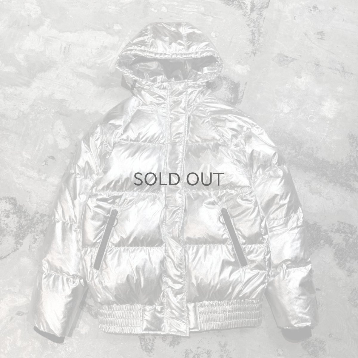 画像1: METALLIC SILVER COLOR HOODIE DOWN JACKET / Mens XXS(M) (1)