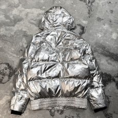 画像2: METALLIC SILVER COLOR HOODIE DOWN JACKET / Mens XXS(M) (2)