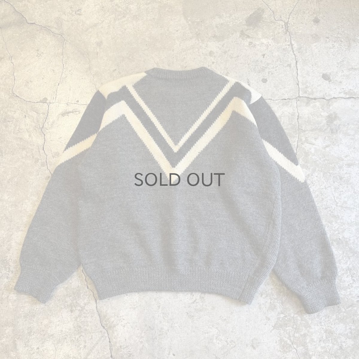 画像2: GREY COLOR ART LINE DESIGN KNIT SWEATER / Ladies L  (2)