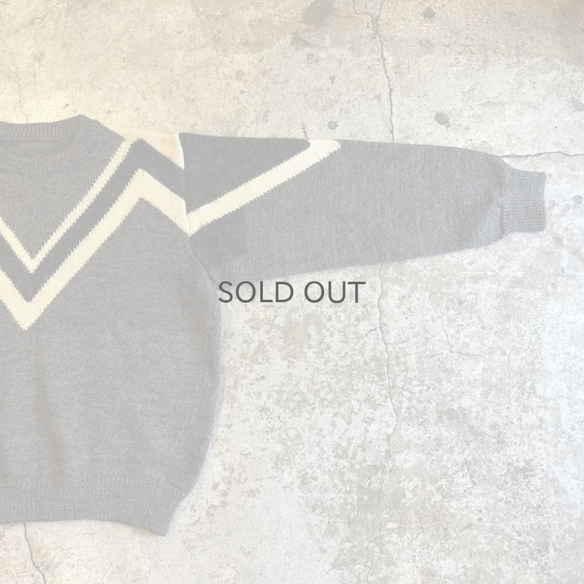 画像8: GREY COLOR ART LINE DESIGN KNIT SWEATER / Ladies L  (8)