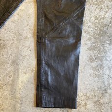 画像8: LEATHER BLACK COLOR SIDE ELASTIC WAIST DESIGN TAPERED PANTS / W22~W26 (8)